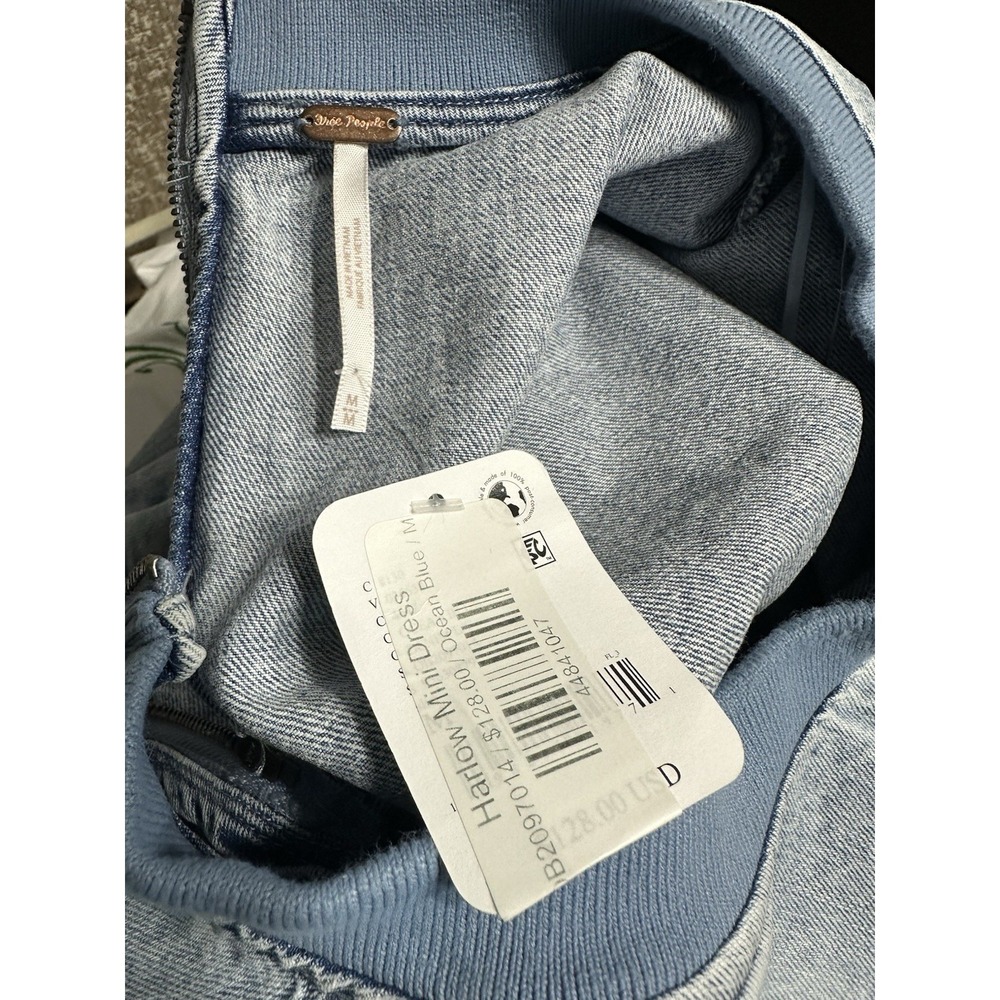 Free People Harlow Mini Dress Size M Denim, Blue - Picture 8 of 9